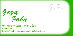 geza pohr business card